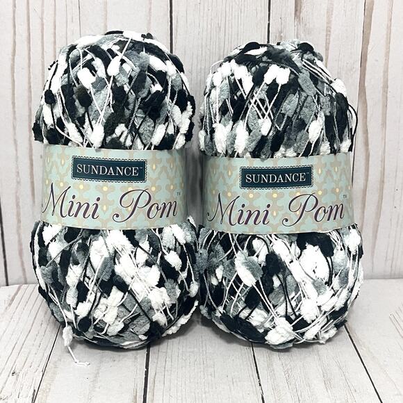 Sundance Other - Sundance Mini Pom Ladder Yarn Black White & Gray #4 MEDIUM 3.5 oz each Lot f 2